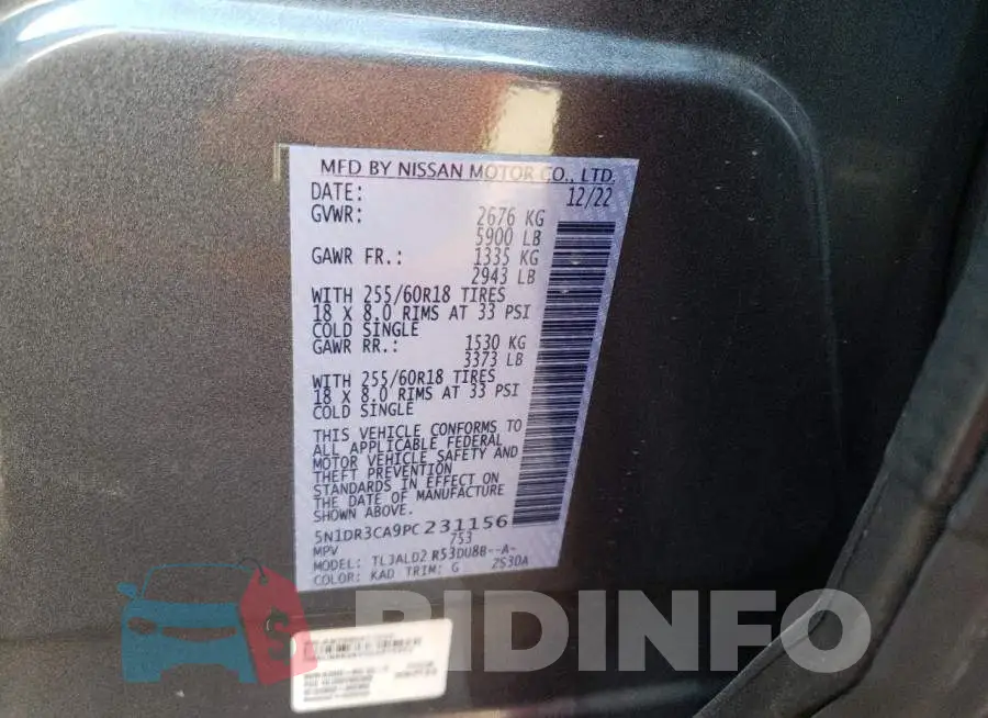 5N1DR3CA9PC231156 Photo# 13
