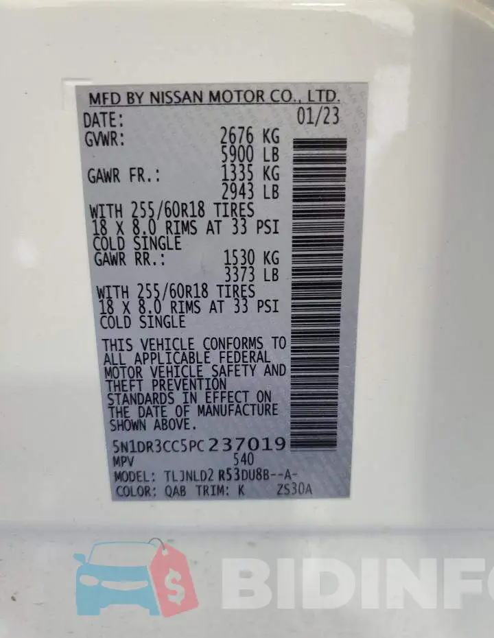 5N1DR3CC5PC237019 Photo# 13