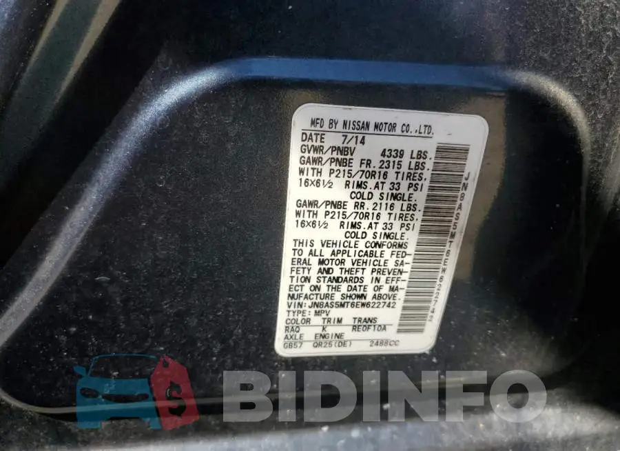 JN8AS5MT6EW622742 Photo# 12