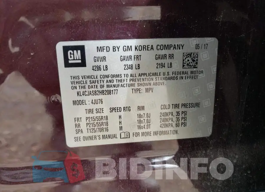 KL4CJASB2HB208177 Photo# 12