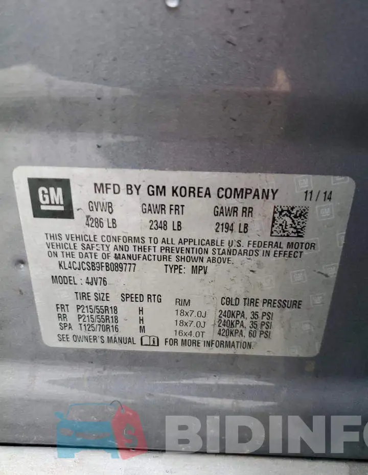 KL4CJCSB9FB089777 Photo# 12