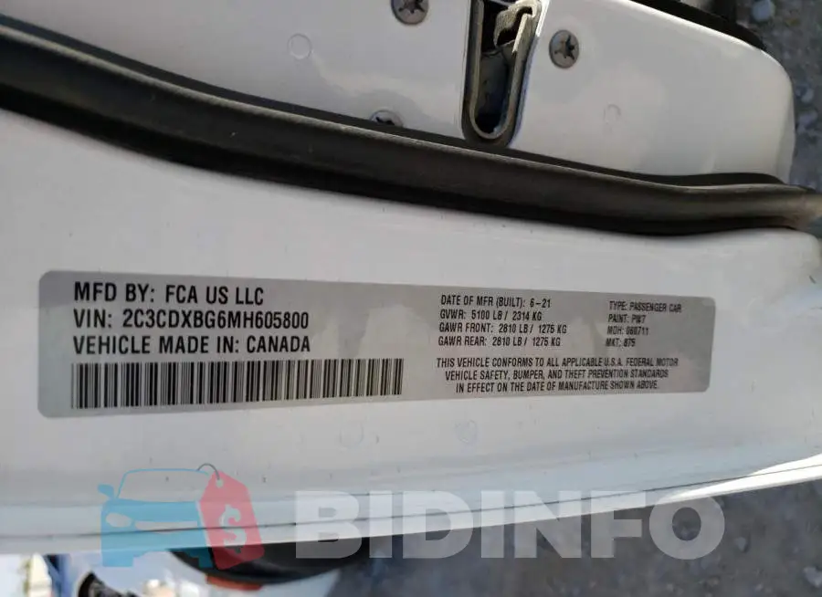2C3CDXBG6MH605800 Photo# 12