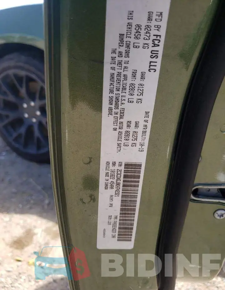2C3CDXGJ8KH742321 Photo# 13