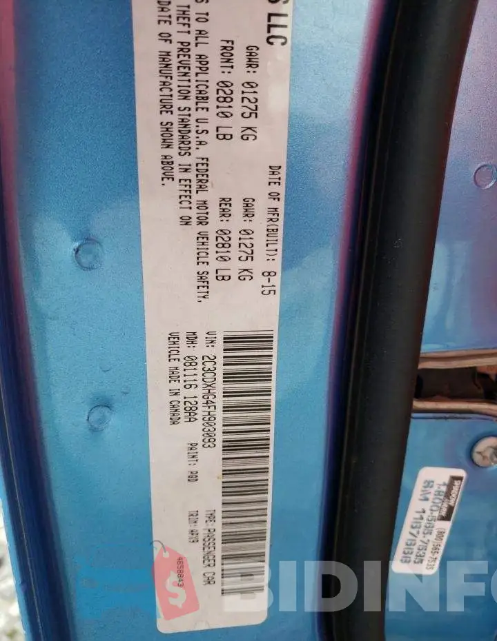 2C3CDXHG4FH903093 Photo# 12