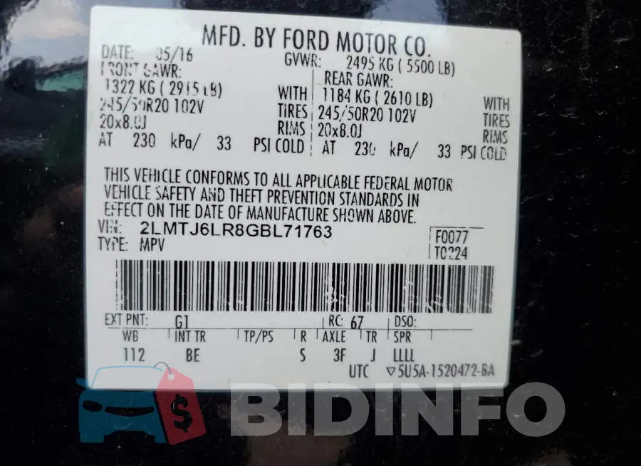 2LMTJ6LR8GBL71763 Photo# 13