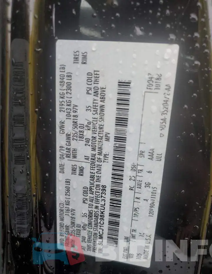 5LMCJ1C98KUL37398 Photo# 13