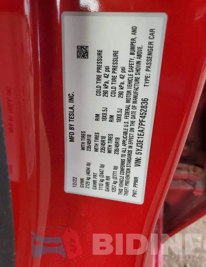 5YJ3E1EA7PF452836 Photo# 12