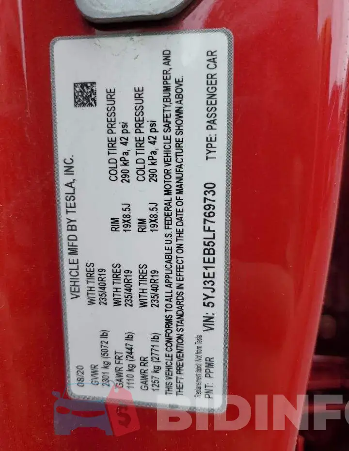 5YJ3E1EB5LF769730 Photo# 12