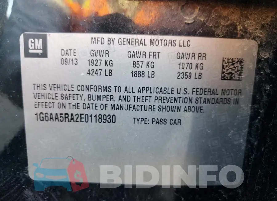 1G6AA5RA2E0118930 Photo# 10
