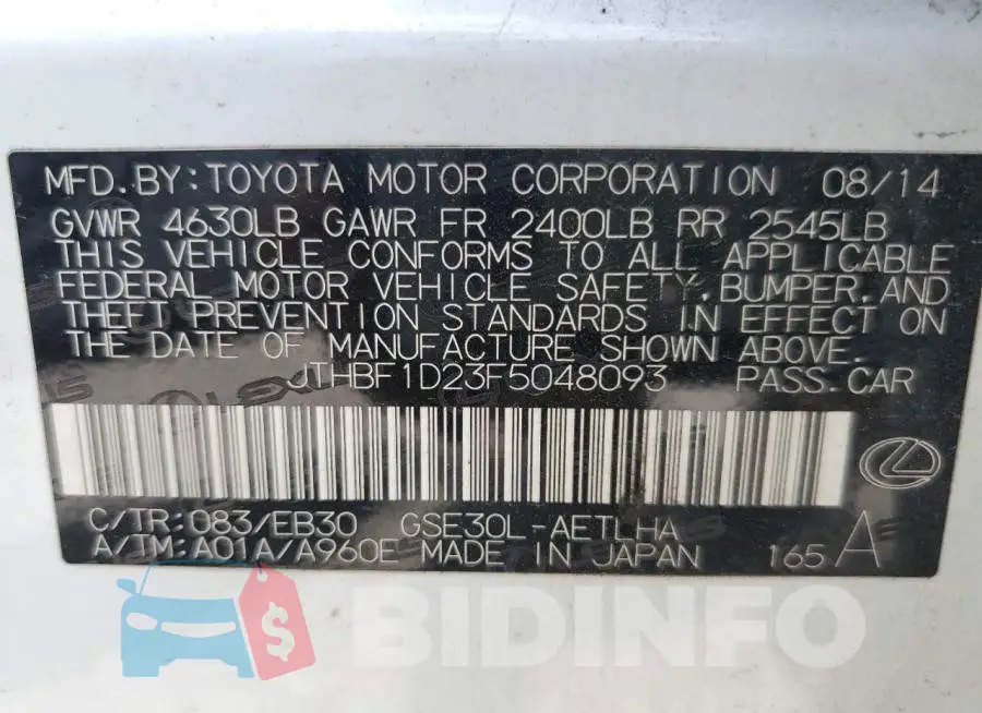 JTHBF1D23F5048093 Photo# 12