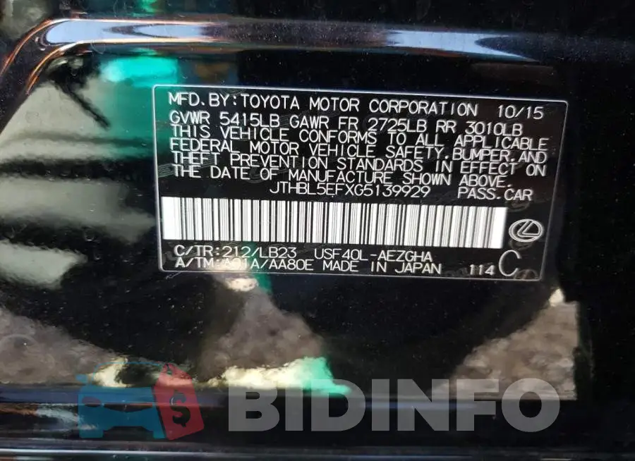 JTHBL5EFXG5139929 Photo# 12