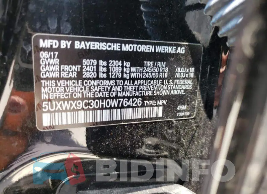 5UXWX9C30H0W76426 Photo# 14