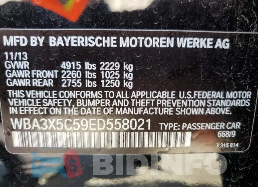 WBA3X5C59ED558021 Photo# 12