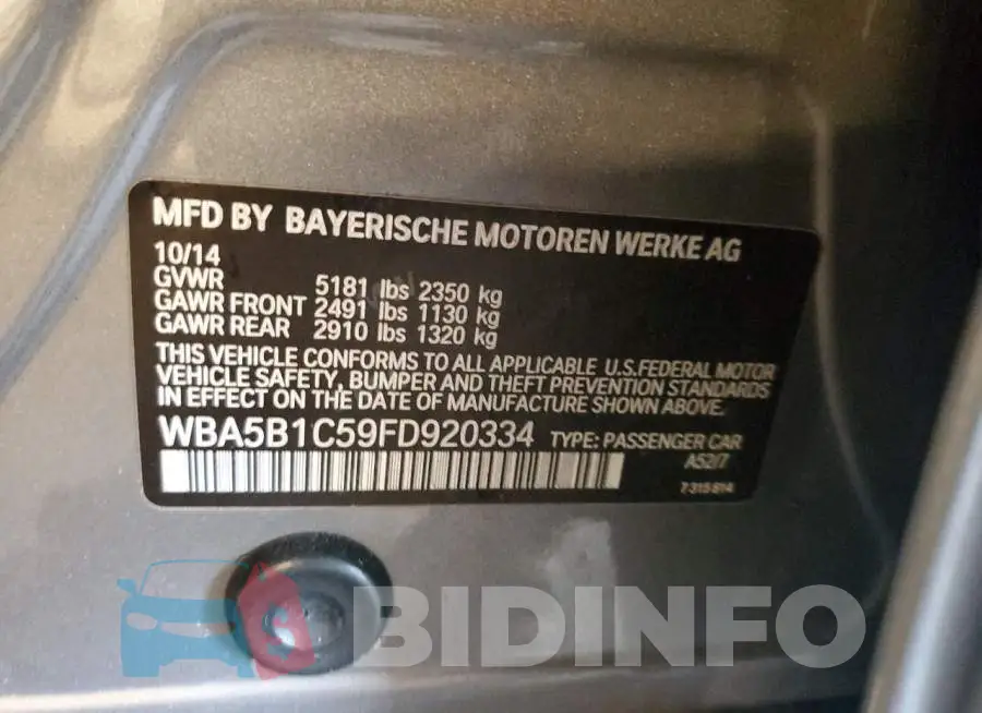 WBA5B1C59FD920334 Photo# 12