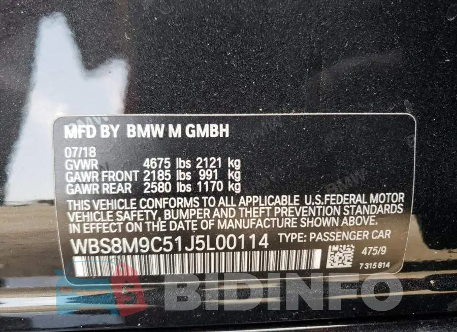 WBS8M9C51J5L00114 Photo# 12