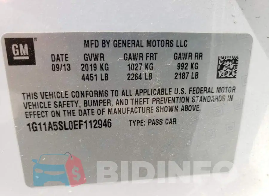 1G11A5SL0EF112946 Photo# 12