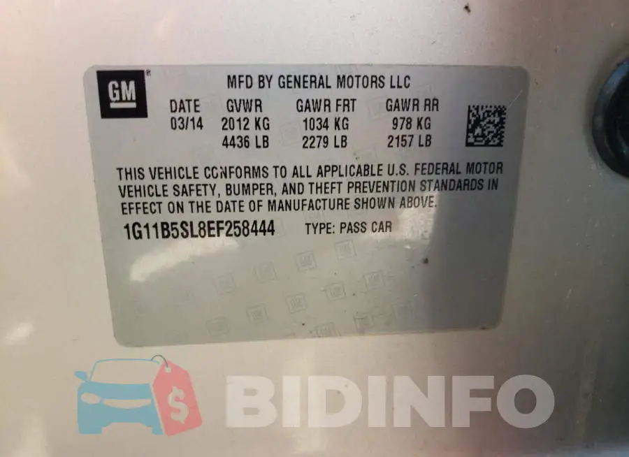 1G11B5SL8EF258444 Photo# 12