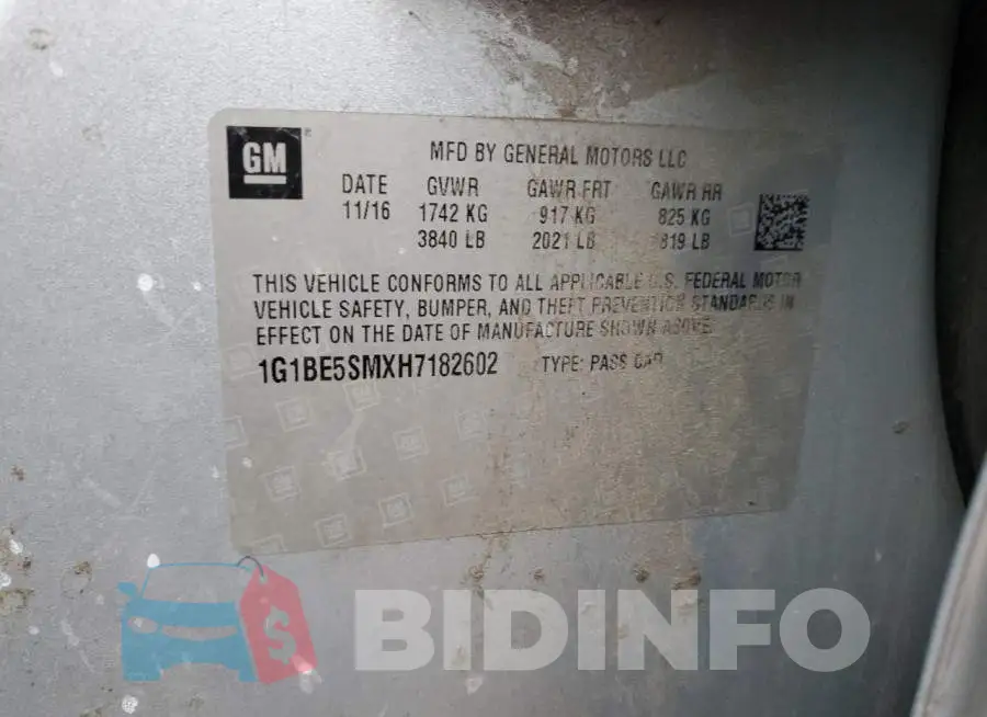 1G1BE5SMXH7182602 Photo# 12