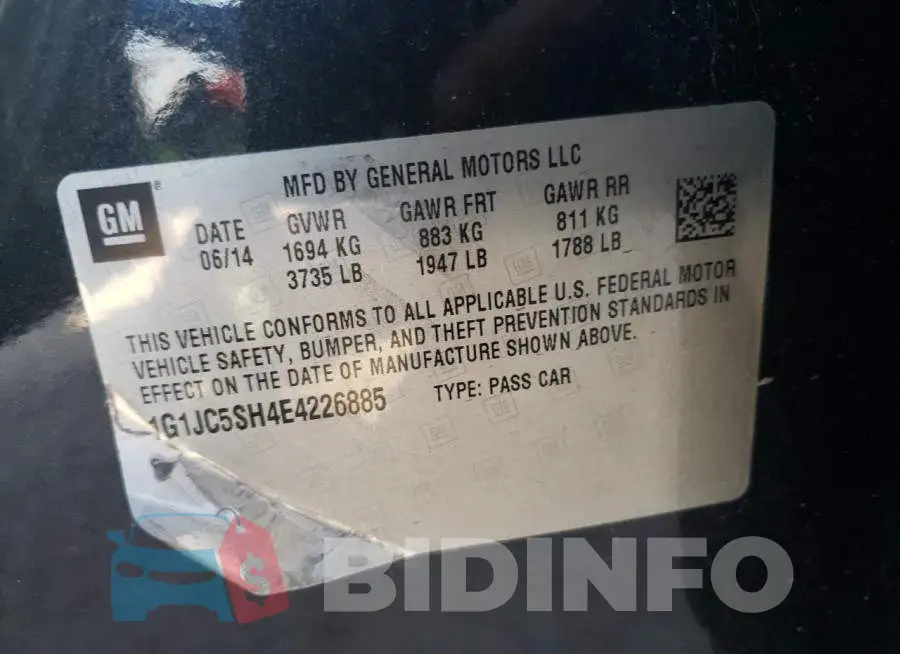 1G1JC5SH4E4226885 Photo# 12