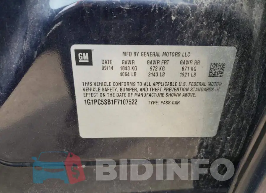 1G1PC5SB1F7107522 Photo# 12