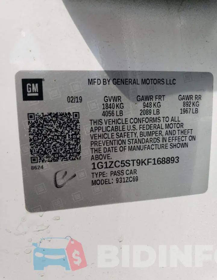 1G1ZC5ST9KF168893 Photo# 12