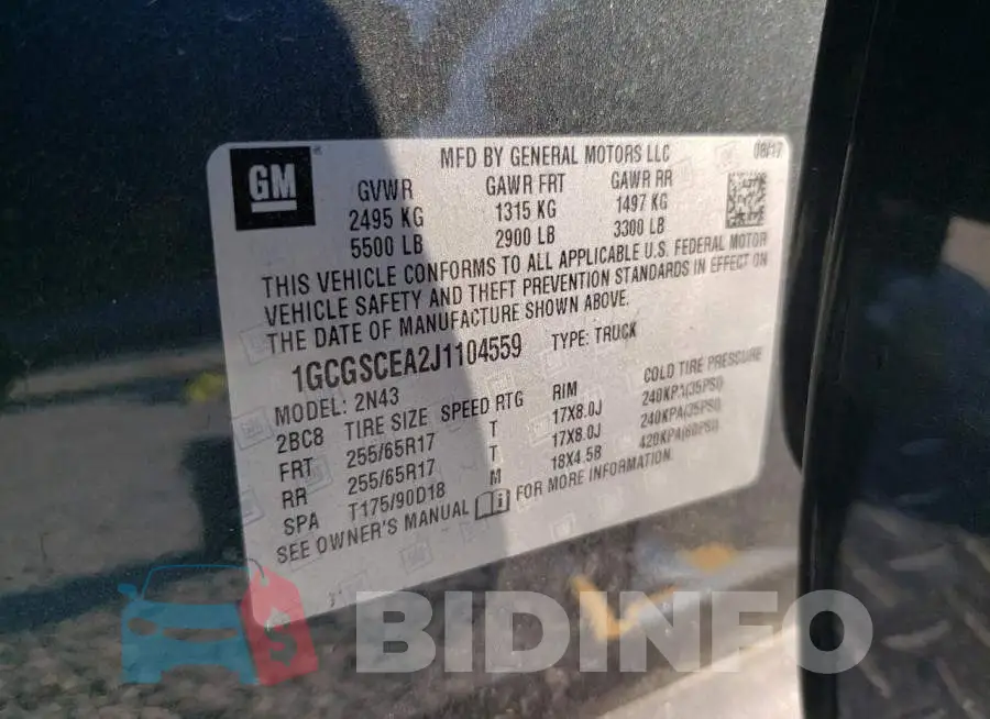 1GCGSCEA2J1104559 Photo# 10