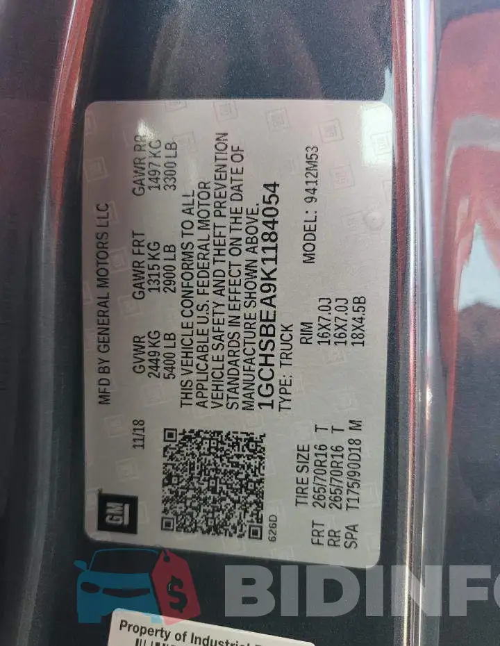 1GCHSBEA9K1184054 Photo# 12
