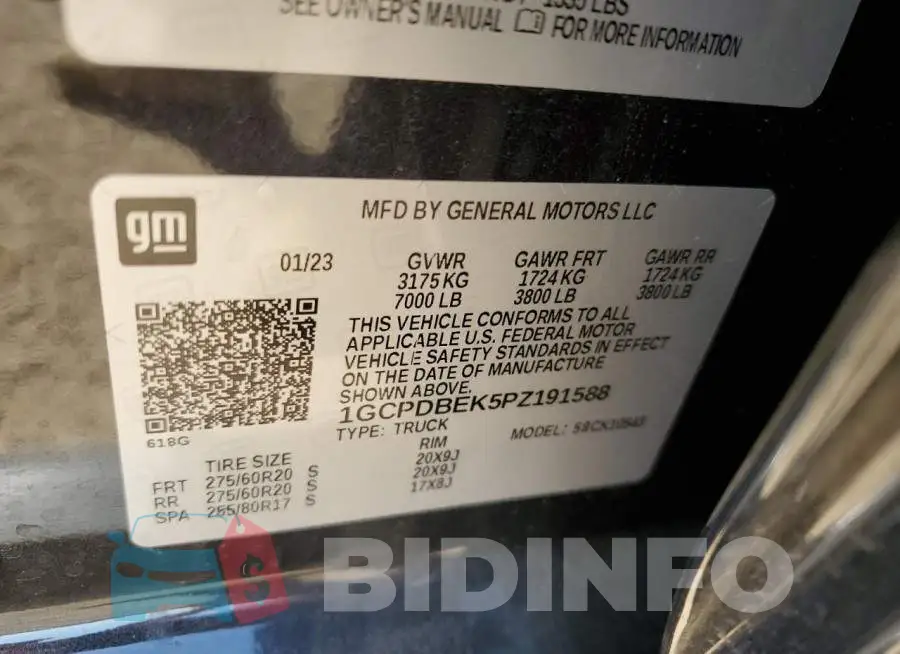1GCPDBEK5PZ191588 Photo# 12