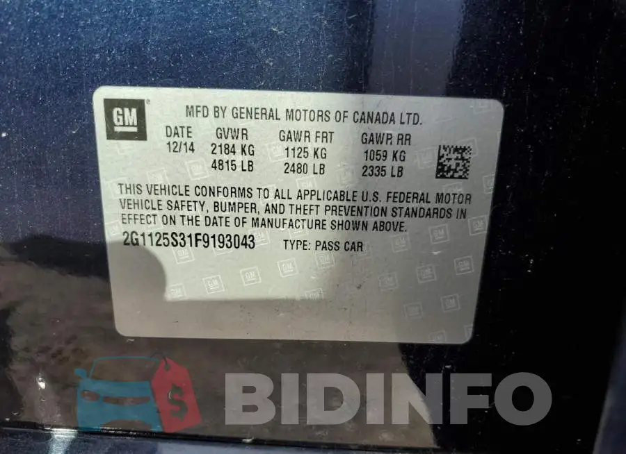 2G1125S31F9193043 Photo# 12