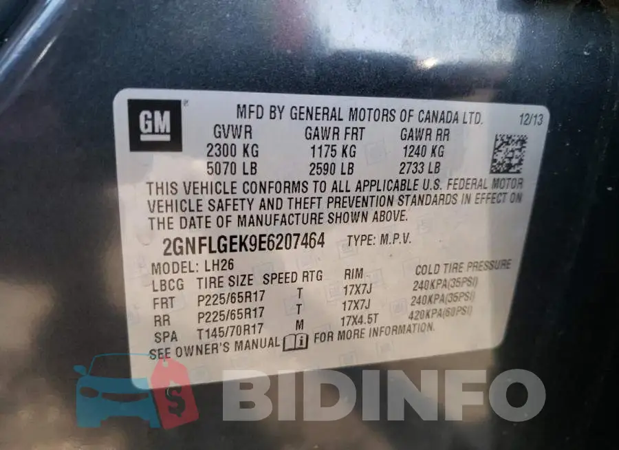 2GNFLGEK9E6207464 Photo# 13