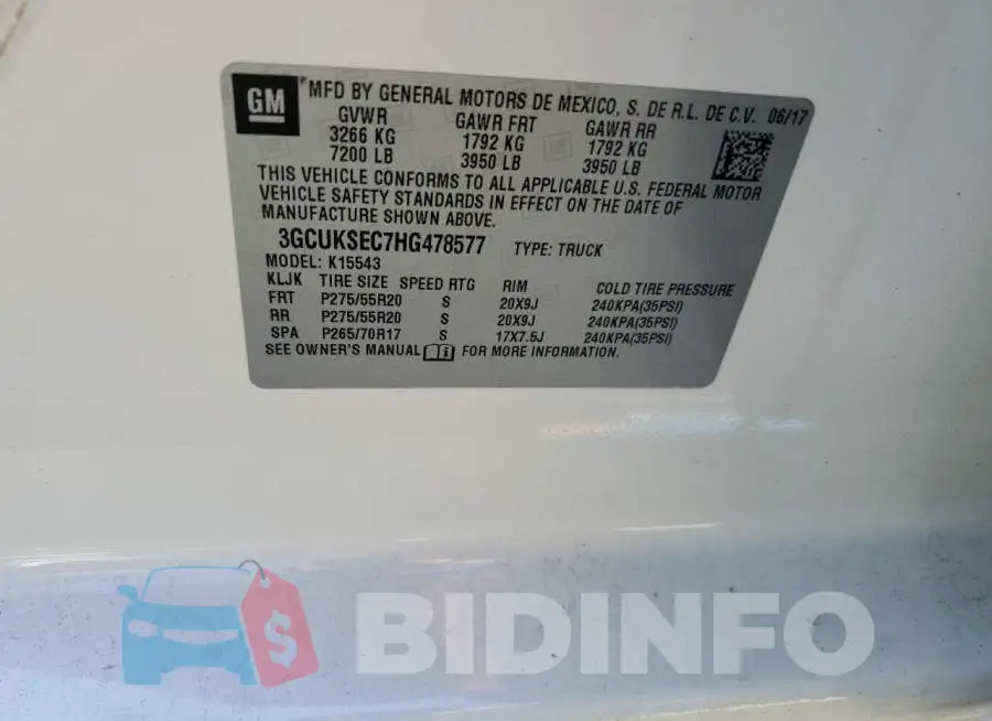 3GCUKSEC7HG478577 Photo# 12