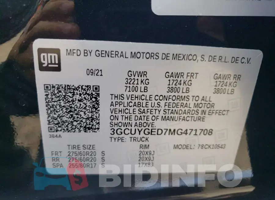 3GCUYGED7MG471708 Photo# 12