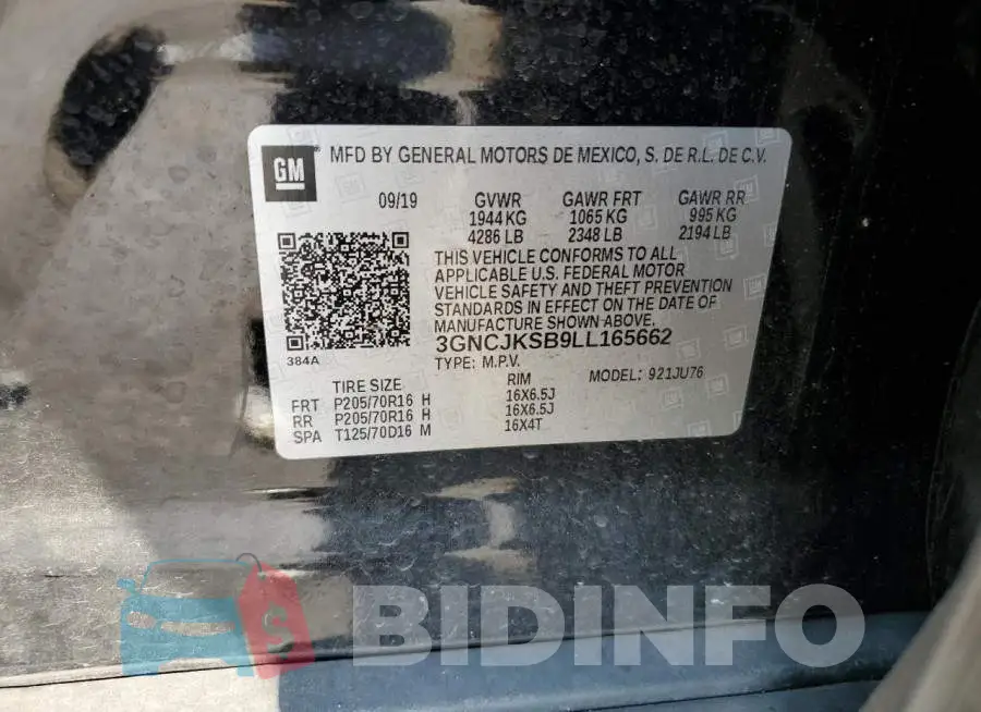 3GNCJKSB9LL165662 Photo# 12