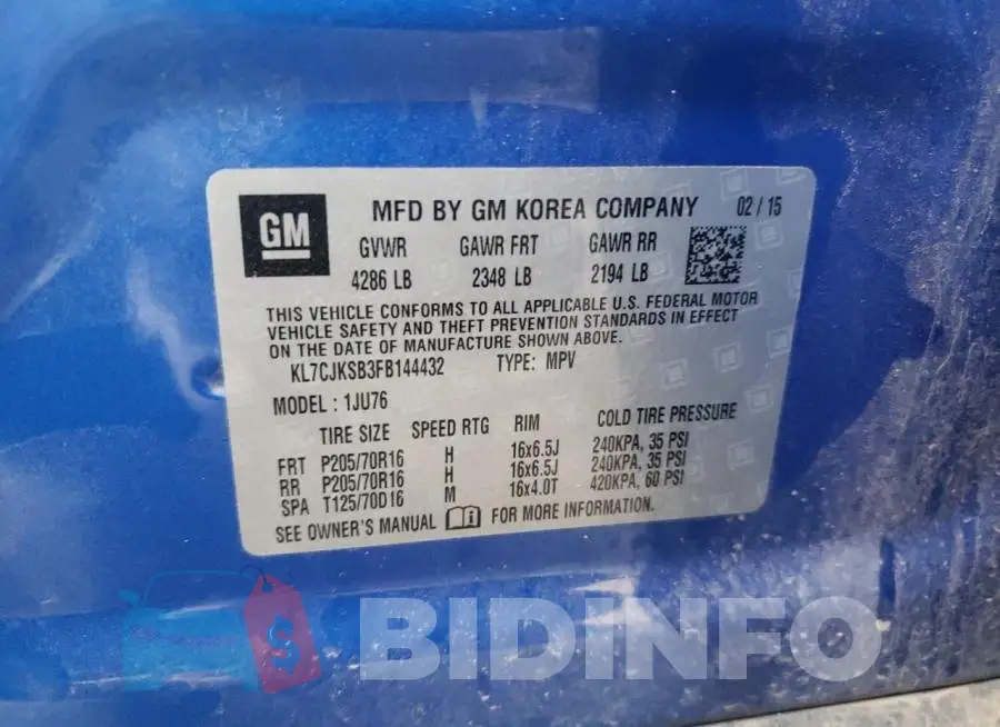 KL7CJKSB3FB144432 Photo# 14
