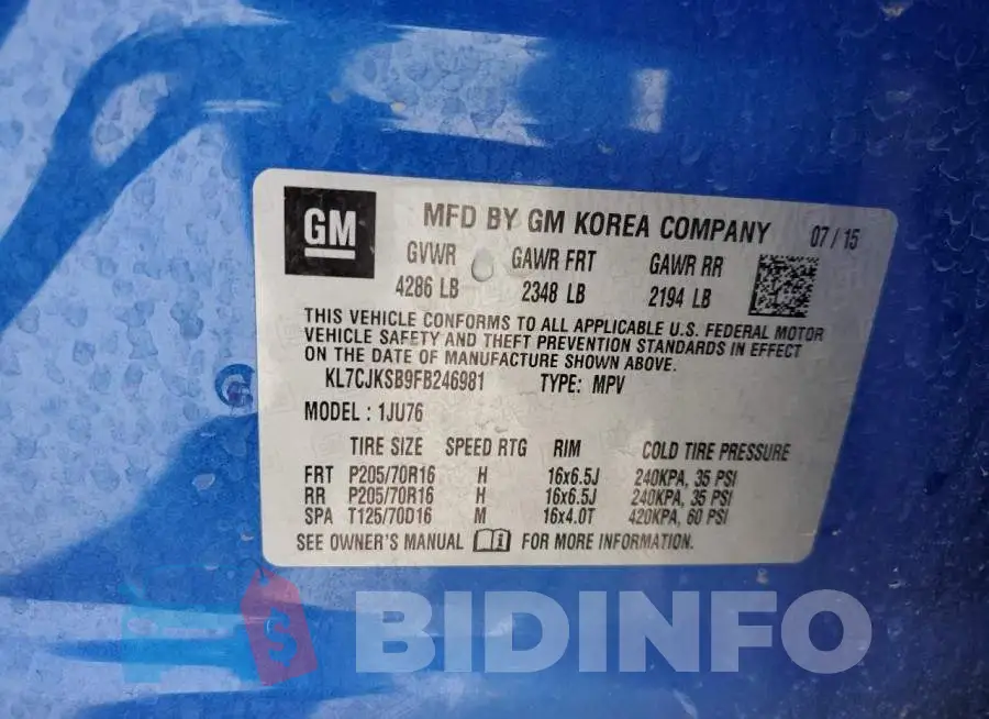 KL7CJKSB9FB246981 Photo# 13