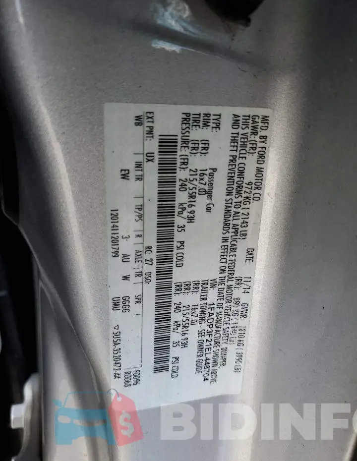1FADP3F21EL448704 Photo# 12