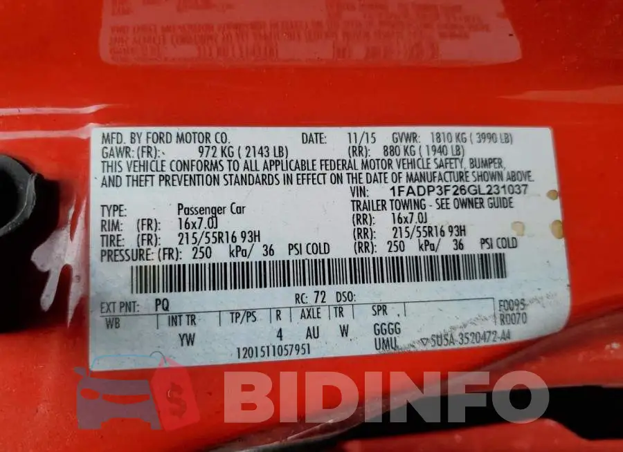 1FADP3F26GL231037 Photo# 12