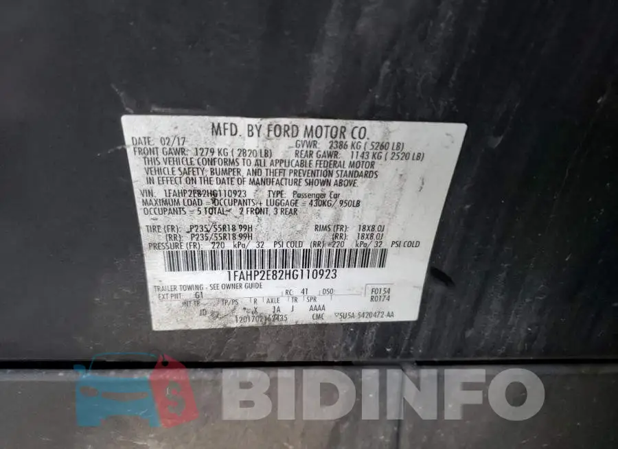 1FAHP2E82HG110923 Photo# 12