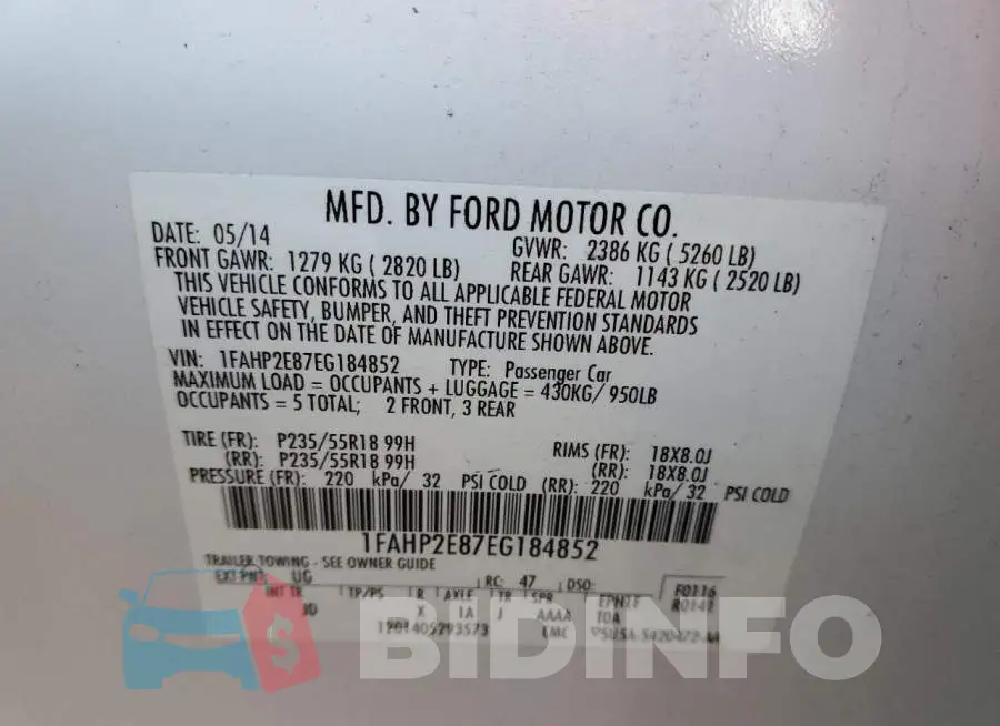 1FAHP2E87EG184852 Photo# 12