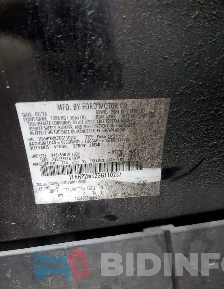 1FAHP2MK2GG110237 Photo# 12