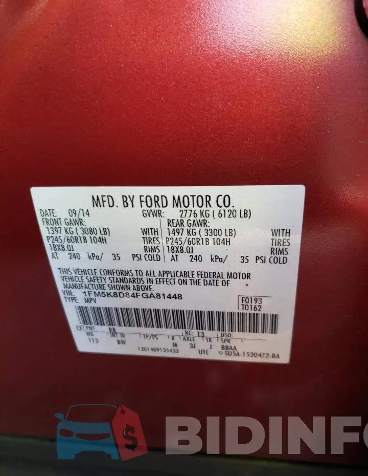 1FM5K8D84FGA81448 Photo# 12