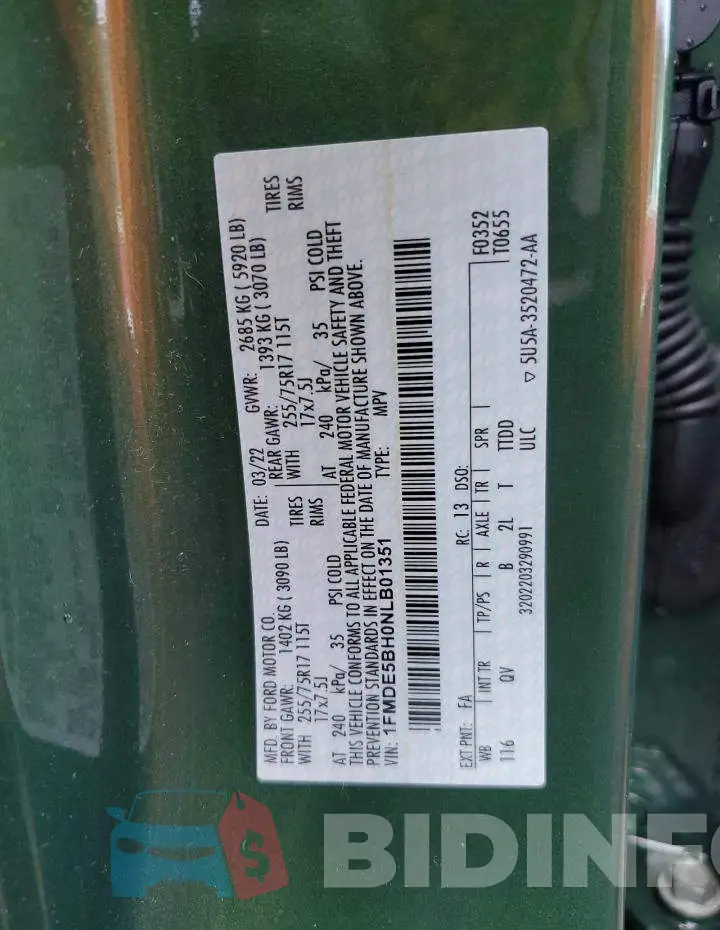 1FMDE5BH0NLB01351 Photo# 12
