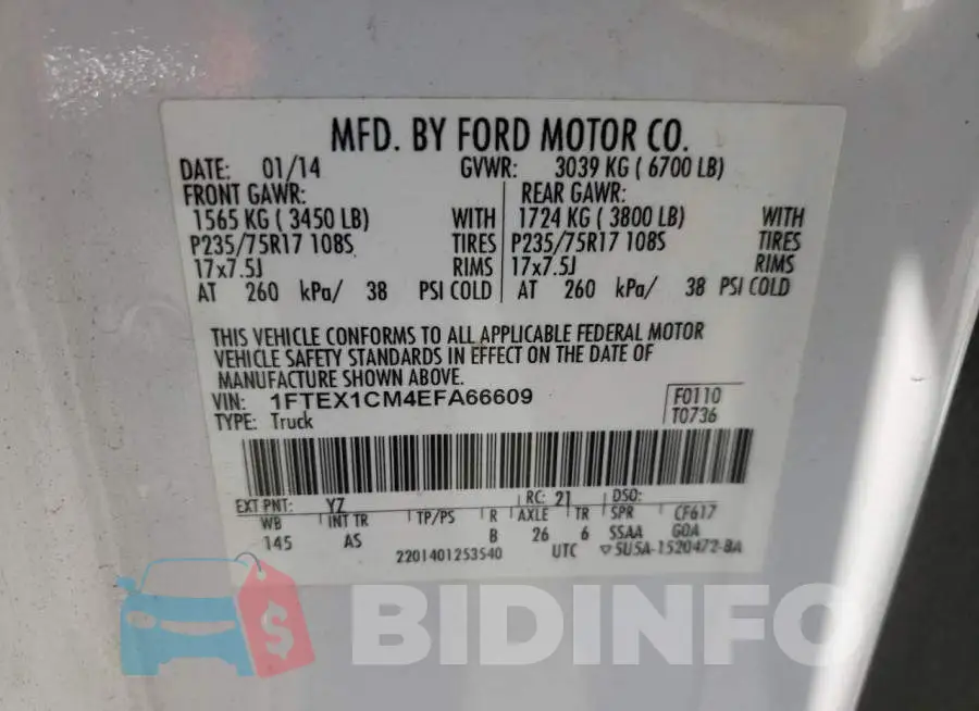 1FTEX1CM4EFA66609 Photo# 13