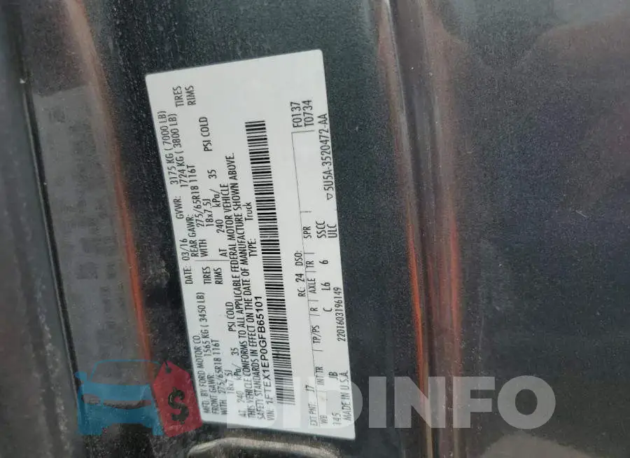 1FTEX1EP0GFB65101 Photo# 12