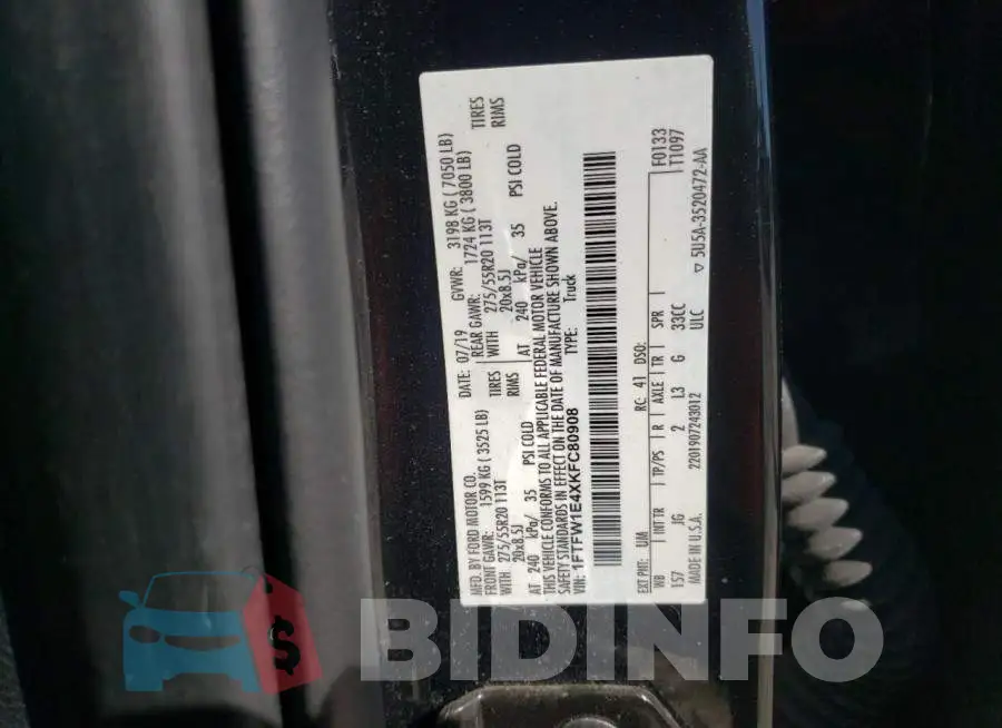 1FTFW1E4XKFC80908 Photo# 12