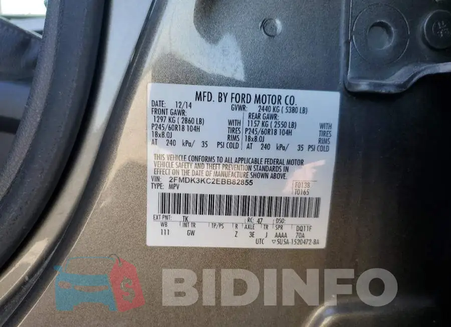 2FMDK3KC2EBB82855 Photo# 12