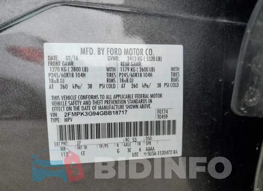 2FMPK3G94GBB18717 Photo# 13