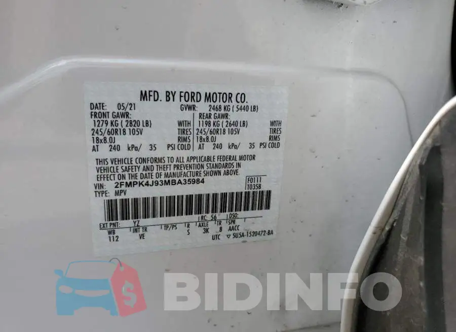 2FMPK4J93MBA35984 Photo# 13