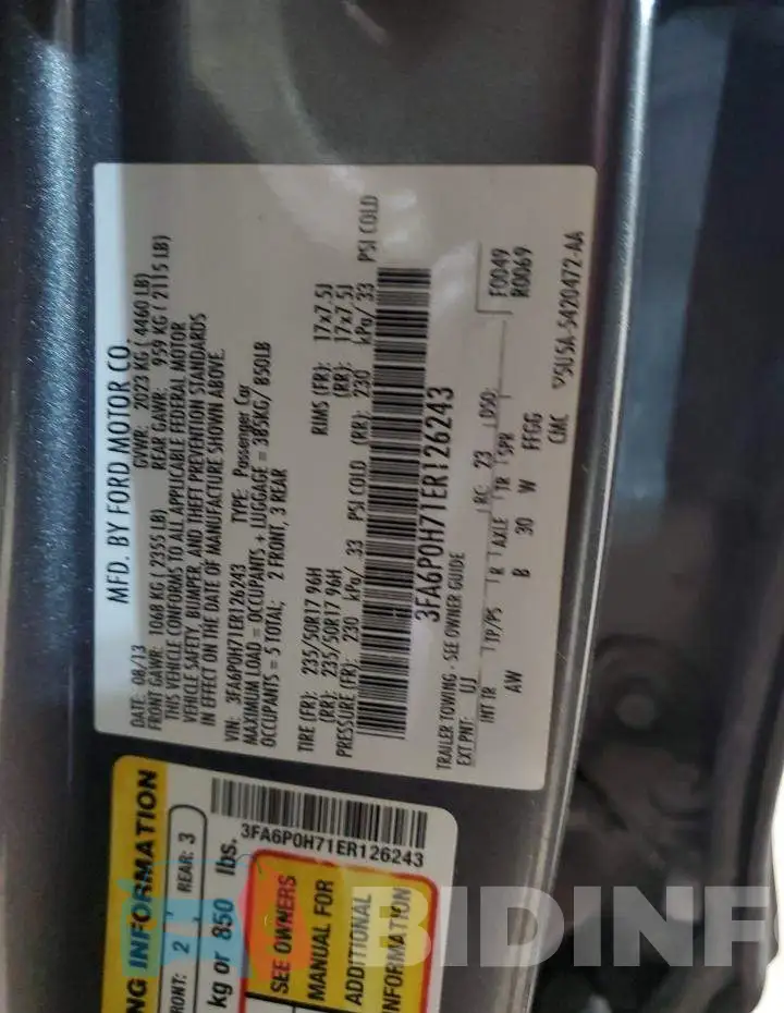 3FA6P0H71ER126243 Photo# 12