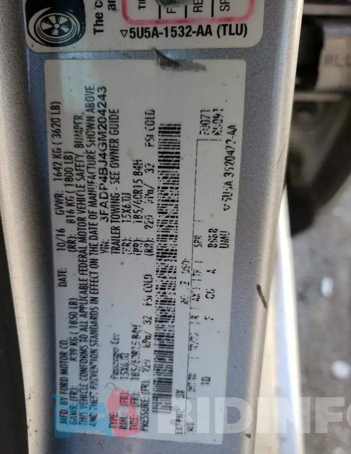 3FADP4BJ4GM204243 Photo# 12